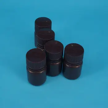 Lot5 30 мл коричневый пластиковый цилиндрический контейнер для химических веществ из полипропилена, бутылка для реагентов