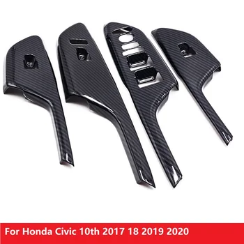 Автомобильный чехол для подлокотника Honda Civic 10th 2017 18 2019 2020, наклейки на панель подлокотника внутренней двери автомобиля, аксессуары для отделки