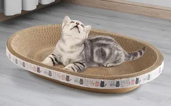 Кошачья кровать с точильными когтями, форма чаши, доска для когтеточки для кошек, овальный коврик для когтеточки из гофрированной бумаги, игрушка-скребок для кошек для защиты дивана