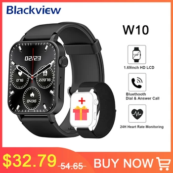 Умные часы Blackview W10 1,69 дюйма Bluetooth Call Смарт-часы для мониторинга сердечного ритма артериального давления сна для мужчин и женщин