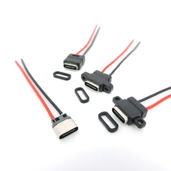 1/2/5x водонепроницаемый USB Type-C 3.1 2-Контактный штекер USB C Розетка Сварочный кабель для зарядки Разъем провода 180 ° 90 ° Для ремонта своими руками W