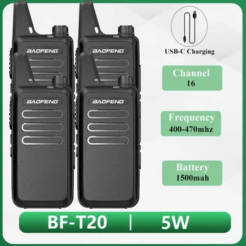 1/4ШТ Baofeng BF-T20 5 Вт Мини-рация USB-C Для зарядки Портативных двухсторонних радиостанций Обновление BF-C9 KD-C1 BF-888S Охотничья Детская игрушка