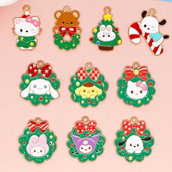 10 Рождественский Елочный Венок Hello Kitty Kurome Аксессуары для поделок Kuromi Украшение Кулон Брелок Изысканные Компактные Фестивальные подарки