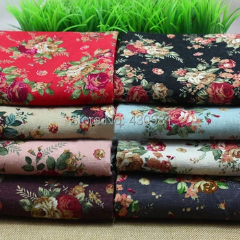 100 * 140 см Китайская этническая ткань с принтом розовых цветов хлопчатобумажная льняная ткань натуральный материал для платья tecido