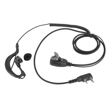 2-контактный наушник G-образной формы, ушной крючок для микрофона PTT, гарнитура для радио Kenwood Puxing Wouxun BaoFeng