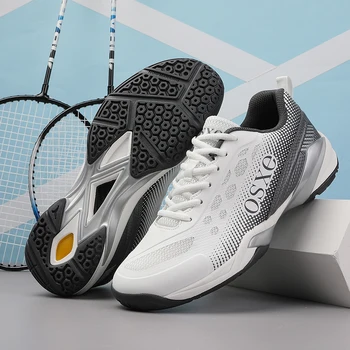 2024 Новая обувь для бадминтона, мужские черно-белые теннисные туфли, Мужские Дышащие домашние корты, Мужские тренировки по бадминтону высшего качества.