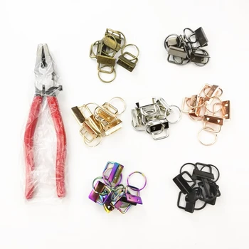 35 Предметов фурнитуры для брелоков с разъемными кольцами, набор зажимов для хвостов разных цветов для самодельного браслета, зажим для шнурка, брелок для ключей