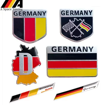3D Металл Германия Значок немецкого национального флага Аксессуары для укладки автомобилей Эмблема Наклейка Гоночная спортивная наклейка для VW Benz BMW Audi