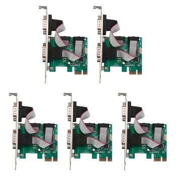 5X PCI-E PCI Express Dual Serial DB9 RS232 2 порта адаптера контроллера зеленого цвета