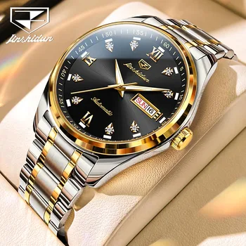 JSDUN, роскошные брендовые мужские механические часы со светящимся дисплеем еженедельного календаря, Модные мужские часы из цельной стали, подарок Relogio Masculino