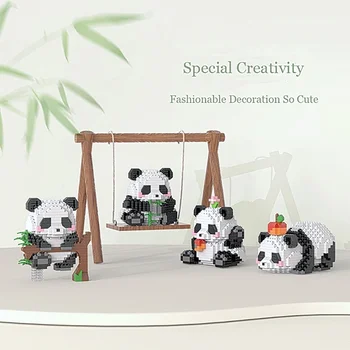 Kawaii MINI в китайском стиле Cute Panda Building Block Мультяшная сборка Micro Building Block Модель DIY Кирпичи Игрушки для детского подарка