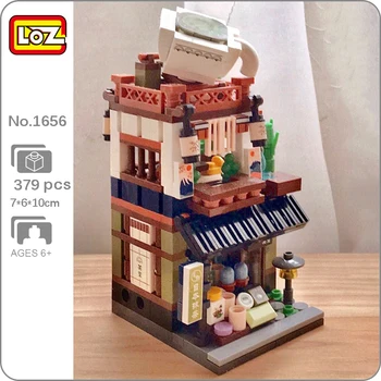 LOZ 1656 City Street Matcha Tea Cake Shop Магазин продуктов питания Ресторан Архитектура Мини Блоки Кирпичи Строительная игрушка для детей без коробки