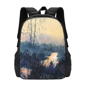 Sunset On Skipwith Обычные школьные сумки для девочек-подростков, дорожные сумки для ноутбуков, акварельный пейзаж художника Гленна Йоркшира