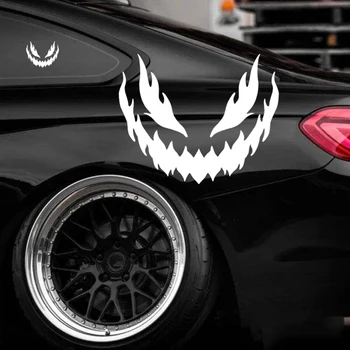 Автомобильные наклейки с улыбающимся лицом Демона, наклейка на заднее лобовое стекло автомобиля, забавный дизайн кузова автомобиля, наклейка на окно, Виниловая Водонепроницаемая