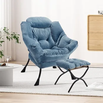 Бархатное современное кресло для отдыха с боковым карманом, стулья для мебели для гостиной, диван-кресло со стальным каркасом Home