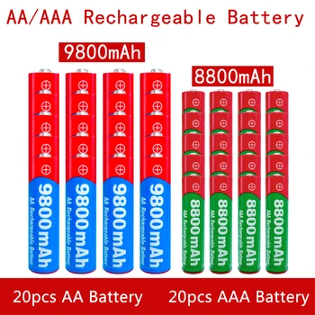 Батарея AA + AAA AA 1.5V 9800 mAh 1.5 V AAA 8800 mAh Щелочная Аккумуляторная Батарея Фонарик Игрушка MP3-Плеер Замена Ni-Mh батареи