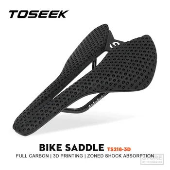 Велосипедное седло с 3D-принтом TOSEEK из углеродного волокна, Сверхлегкие Полые Удобные Дышащие Детали для сидения MTB для горных шоссейных велосипедов