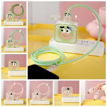 Дышащая защитная пленка для зарядного устройства, симпатичная зеленая защитная крышка USB, нежно-розовая защитная оболочка зарядного устройства для кабеля мобильного телефона