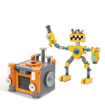Желтый робот и домик-хижина из игрушек для сборки видеоигр 497 штук MOC Build