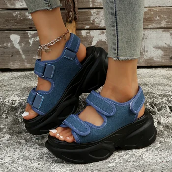 Женская обувь Повседневные тапочки на толстой подошве из ЭВА Увеличенной высоты для внешнего ношения Сандалии Легкая противоскользящая пляжная обувь