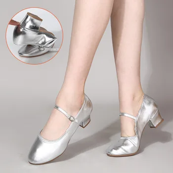 Женская современная танцевальная обувь для учителей, женская обувь для занятий танго и сальсой для девочек, уличная резиновая обувь для танцев с мягкой подошвой, кроссовки 4 см