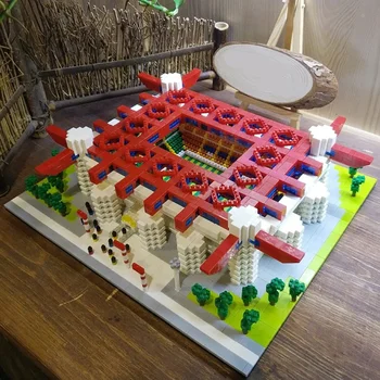 Игрушка для детей Футбольное поле стадиона Сан Сиро Меацца 3D модель Мини Алмазные блоки Кирпичи Здание Архитектура мира футбола