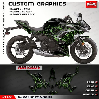 Комплект Виниловых Наклеек KUNGFU GRAPHICS Sport Bike Décor для Kawasaki Ninja 650 2020 2021 2022 2023 2024 KWNJ65A2024004-KR