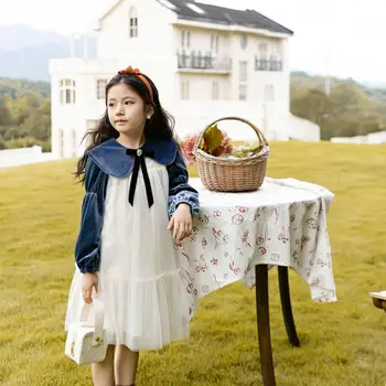 Корейское бархатное платье для маленьких девочек, Винтажные Черные платья принцессы, Роскошные Детские Элегантные наряды, тюлевые платья для маленьких девочек