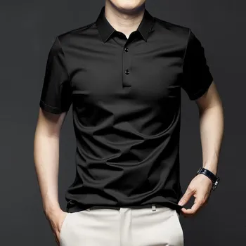 Летняя хлопчатобумажная футболка из ледяного шелка 2022, мужские футболки высокого качества, большие размеры, топы с коротким рукавом, Дышащая деловая мужская повседневная футболка