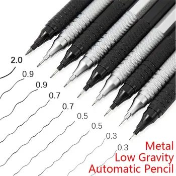 Металлический автоматический карандаш с низкой гравитацией 0.3/0.5/0.7/0.9/2.0 мм Профессиональный инструмент для рисования и письма, механический дизайн эскизов комиксов