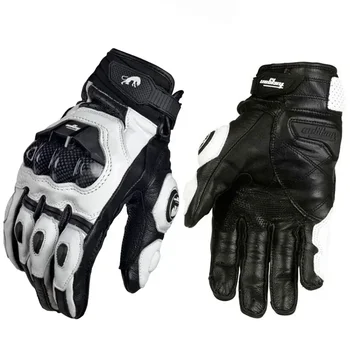 Мотоциклетные кожаные перчатки из углеродного волокна, Черные, белые, для катания на горных велосипедах, мотоциклетные перчатки для верховой езды, перчатки для мотоциклиста.
