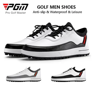 Мужская обувь для гольфа PGM, мужские фиксированные противоскользящие кроссовки с шипами, мужская водонепроницаемая спортивная обувь из микрофибры, дышащие кроссовки без застежки для отдыха