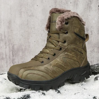 Мужские зимние походные ботинки 2023 года, водонепроницаемые пустынные ботинки для военных, большие размеры 48, уличные тактические ботинки, мужские меховые Теплые зимние ботинки