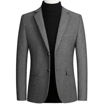 Мужской деловой повседневный костюм, пиджак, британский однотонный костюм в стиле ретро, шерстяной пиджак, мужской блейзер, роскошный дизайнерский пиджак Оверсайз