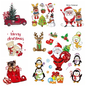 Мультяшные нашивки Санта-Клауса, Рождественские термонаклеи на одежду, рождественские нашивки 