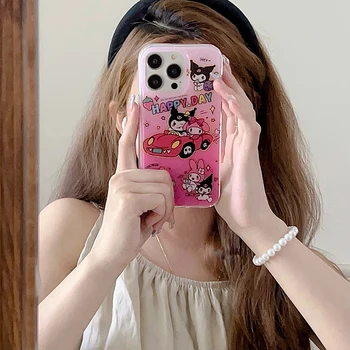 Мультяшный Sanrio My Melody Kuromi с роскошным ремешком, чехол для телефона для iPhone 14 13 12 11 Pro Max 14 Pro, подарок на заднюю крышку с защитой от падения
