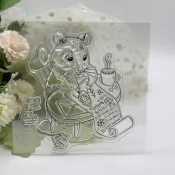 Мышь с маленькими животными, прозрачный силиконовый штамп и штамп, лист для скрапбукинга, Фотоальбом с милым рисунком 