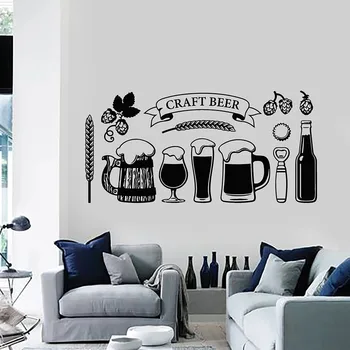 Наклейка на стену из крафтового пива, Стеклянная чашка, Алкогольный напиток, декор паба, украшение дома, Художественная роспись из ячменного пива, обои, Плакат