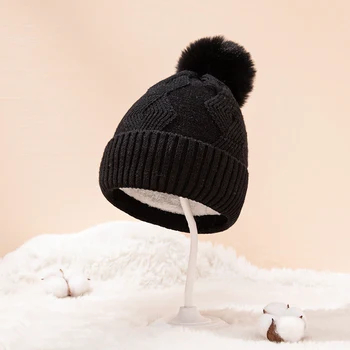 Новые зимние меховые шапки с помпонами для женщин, толстая теплая вязаная шапочка-бини, лыжные шапочки для активного отдыха, эластичная лыжная шапочка