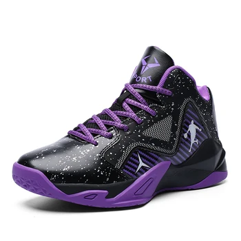 Новый бренд фиолетовых баскетбольных туфель для мужчин, модная спортивная обувь для тренировок с высоким берцем, детские дышащие нескользящие баскетбольные кроссовки для мужчин