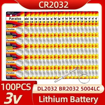 Оригинальный 100шт CR2032 3V Литиевая Батарея DL2032 BR2032 5004LC 2032 для Часов, Игрушек, Ключей От Машины, Калькулятора + отвертка