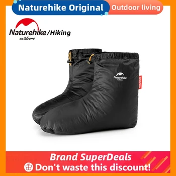 Походная обувь Naturehike с капюшоном на открытом воздухе Унисекс, обувь из 90% белого гусиного пуха, Водонепроницаемая Зимняя теплая обувь для ног, сохраняющая тепло
