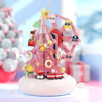 Рождественская елка Вращающееся Колесо Обозрения Музыкальная Шкатулка Строительный блок из мелких частиц с подсветкой В Сборе Декоративная игрушка Рождественские Подарки