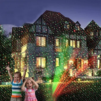 Рождественский проектор RG Освещает открытый рождественский лазерный светодиодный прожектор, шоу красных и зеленых звезд для декора сада и патио.