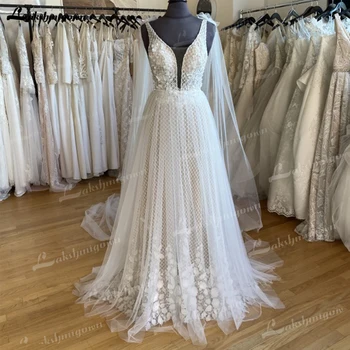 Роскошное свадебное платье с V-образным вырезом, кружевное Сексуальное свадебное платье из тюля в стиле бохо для невесты 2023 vestidos de boda invitada