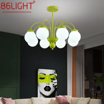 Современная люстра 86LIGHT, светодиодная подвесная лампа из зеленого стекла, Креативный дизайн для дома, гостиной, спальни