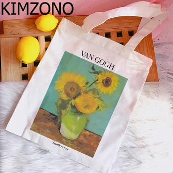 Хозяйственная сумка Van Gogh, холщовая сумка bolso, хлопчатобумажная сумка reciclaje, тканевая сумка-мешок