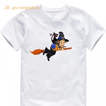 детская футболка для мальчиков с изображением забавного Кота, милая футболка в стиле каваи, детская одежда, одежда для девочек, детская футболка на Хэллоуин, футболки для девочек
