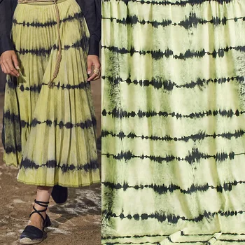 ширина 145 см, модная хлопчатобумажная ткань с принтом желтыми/розовыми/зелеными чернилами для женской летней юбки, ткань для шитья своими руками